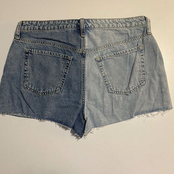 Gap Denim Jean Shorts Womens Size 30 10R Two Tone Festival Sky High Rise Raw Hem - Picture 4 of 10